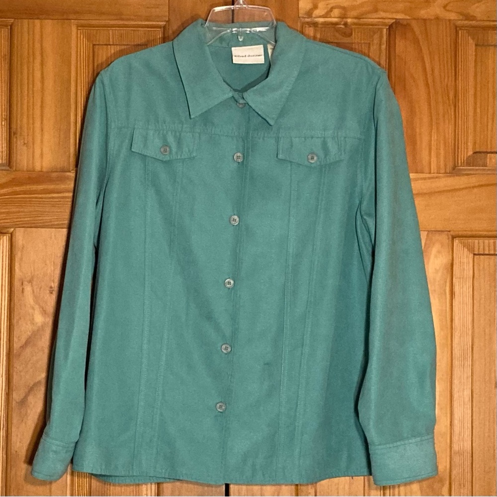 NWOT Alfred Dunner Vintage 90s Top Long Sleeve Blouse Green Size 16
